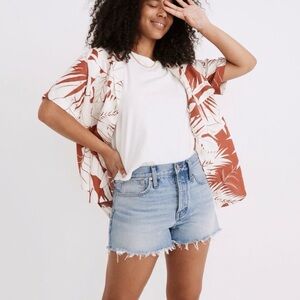Madewell The Relaxed Denim Short Cut Off Raw Hem Button Fly Western Blue Size 24